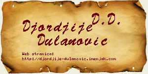 Đorđije Dulanović vizit kartica